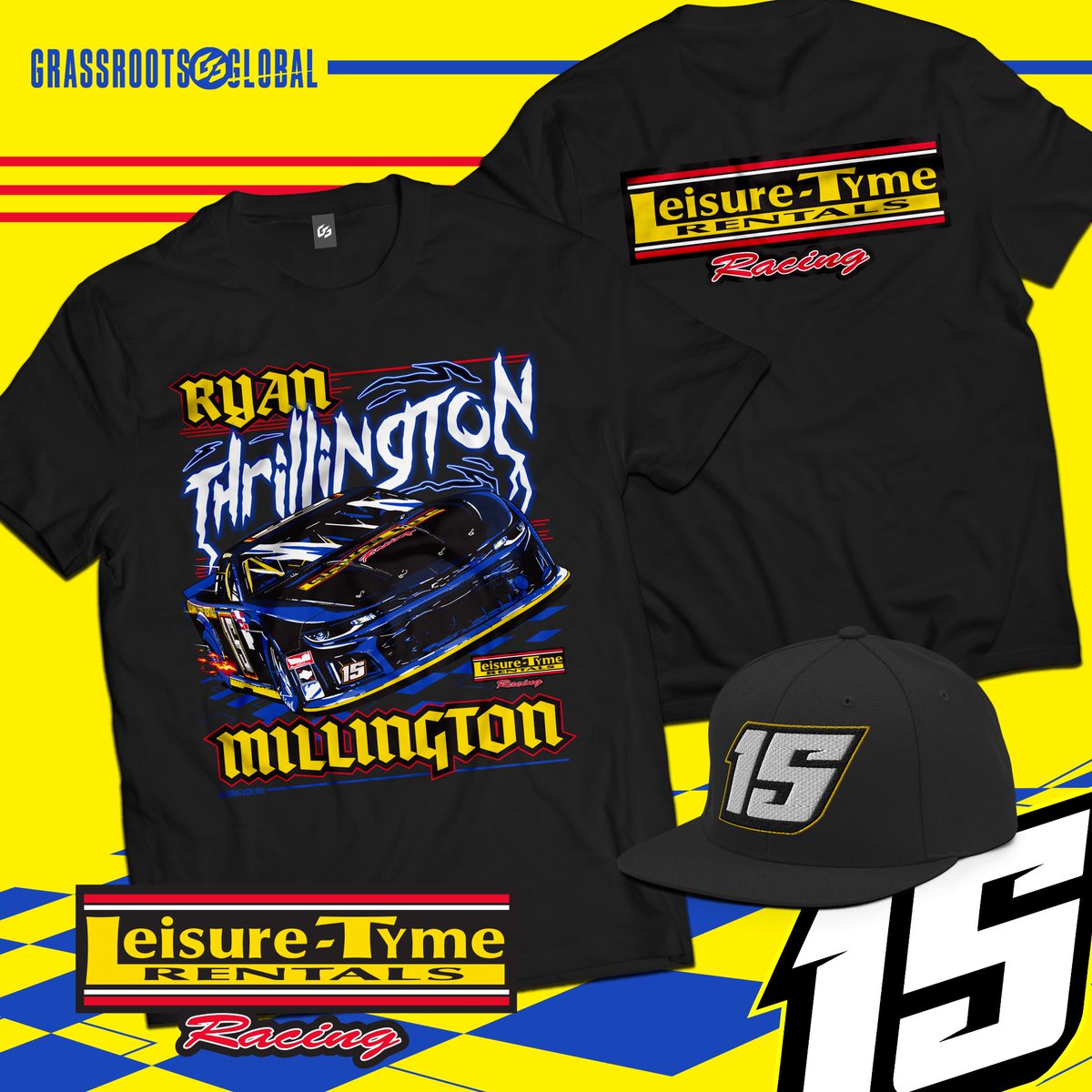 grassrootsbrand's tweet photo. Ryan “Thrillington” Millington official merchandise line available this weekend on our trackside trailer at Hickory! 

Your favorite drivers. Your favorite merch⚡️ https://t.co/EwW4T8xLOS
