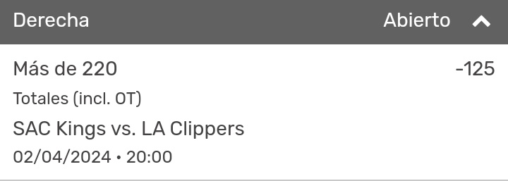 ApNostra's tweet photo. Freepick 2/30

🏀 Kings vs Clippers
⬆️ Más de 220 (-125)

Record 1-0 (+9.09%)

♥️ Si me sigues
🔄 De la suerte https://t.co/5GNp7xsVM3