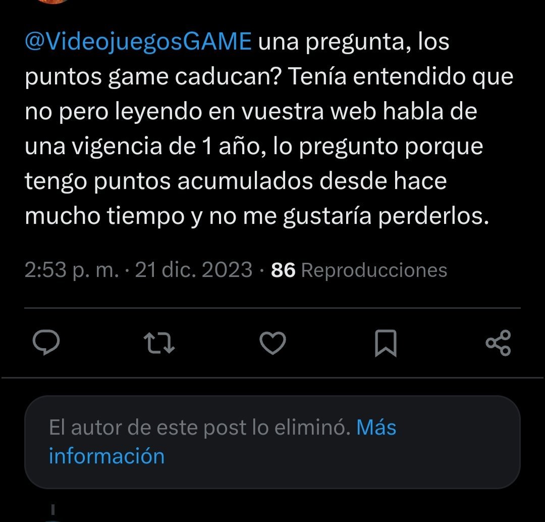 MrYerout's tweet photo. Señores, que Videojuegos GAME están borrando TODAS las respuestas donde afirmaban que LOS PUNTOS NUNCA CADUCABAN. Hay que tenerlos bien puestos hacer esto a escondidas sin avisar, porque sabían desde el minuto uno que la gente se les echaría encima https://t.co/660OcoZ1mZ