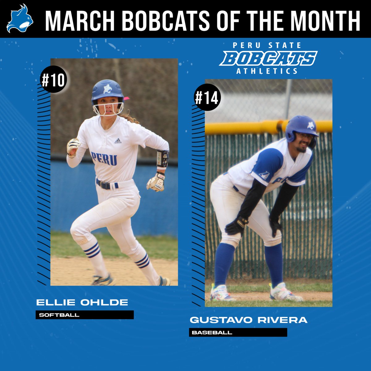 Congratulations to Ellie Ohlde and Gustavo Rivera on earning March Bobcats of the Month! #ClawsOut | #PeruState156