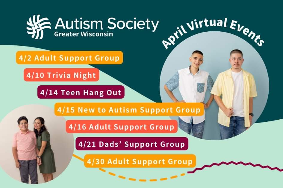 Celebrate Autism Acceptance Month by participating in one of our April Virtual Events!

Learn more about our virtual events or register for an event here:
autismgreaterwi.org/programs/virtu…