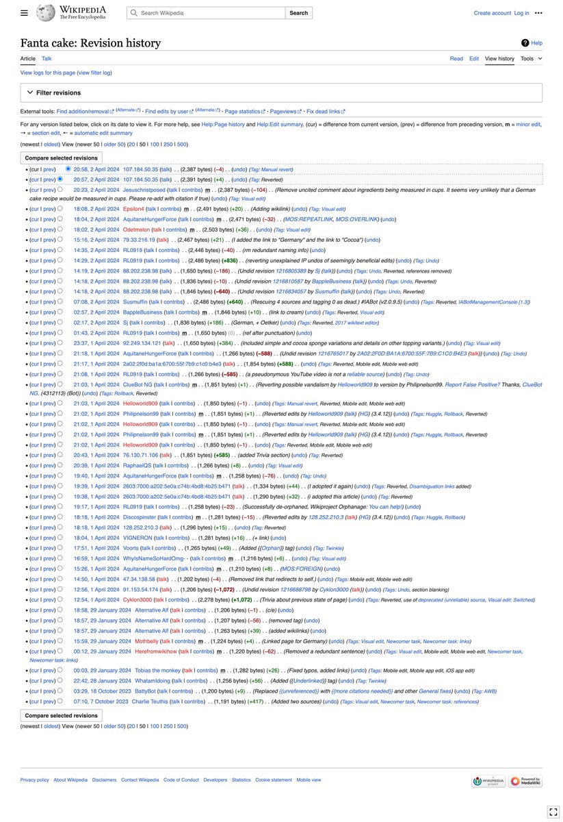 Oh god what have I done, Fanta Cake has already been edited over 40 times in the last 2 days. At least they fixed the self link and it's not an orphan page anymore.