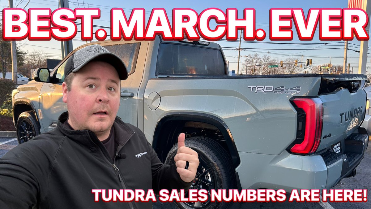 The March sales numbers are in, and let’s just say, they aren’t too shabby! My 3 reasons why we are seeing such a strong year for the Toyota Tundra. VIDEO LINK: youtu.be/kpgBwqrDcSc?si… #2024toyotatundra #dealership #toyotatundra #2024tundra #toyota #tundra #youtube