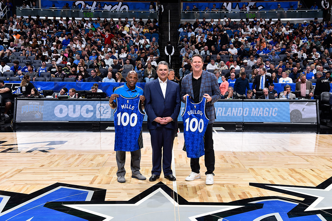 OUC is proud to be a longstanding partner of the @OrlandoMagic🏀 On March 29, Clint Bullock, General Manger & CEO, and Dr. Larry Mills, Board President were presented with a Orlando Magic jersey to honor OUC’s centennial and the Magic’s 35th anniversary. #CommunityPowered