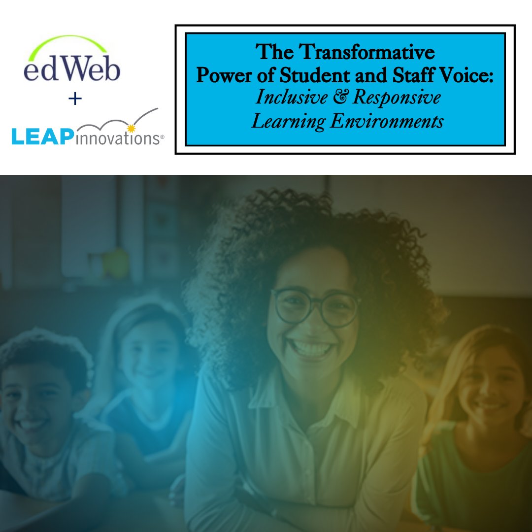 Learn more about The Transformative Power of Student and Staff Voice: during an #edWebinar with @Rev_principal, @DrGraves180, @scott1639 – Monday, April 8, 2024 @ 11:00 am - 12:00 pm CST. Register here: bit.ly/LEAP_EdWeb_48 – we'd love to see you there!