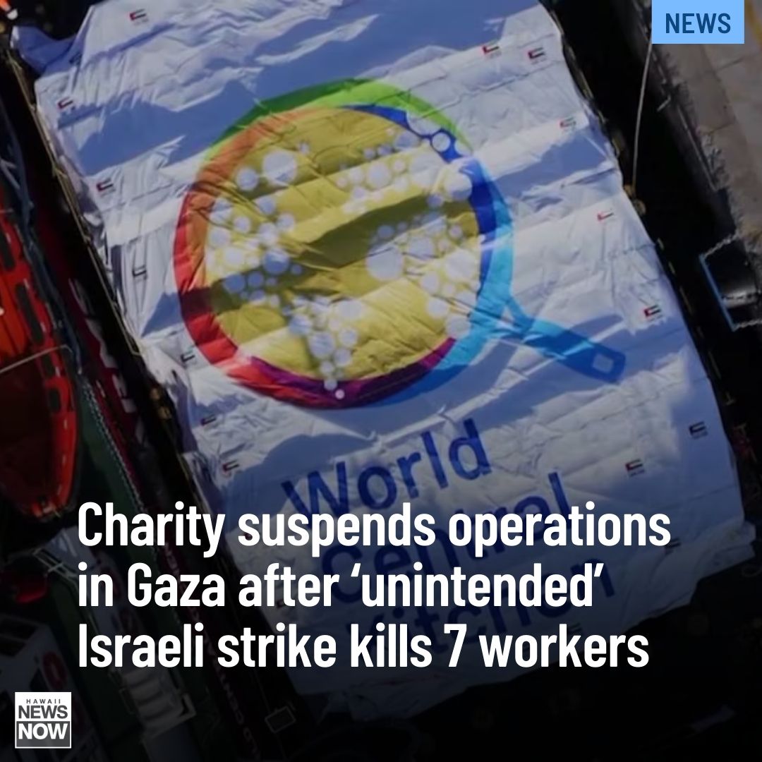 An Israeli airstrike killed seven aid workers from World Central Kitchen, leading the charity to suspend delivery Tuesday of vital food aid to Gaza, where Israel’s offensive has pushed hundreds of thousands of Palestinians to the brink of starvation. MORE:…