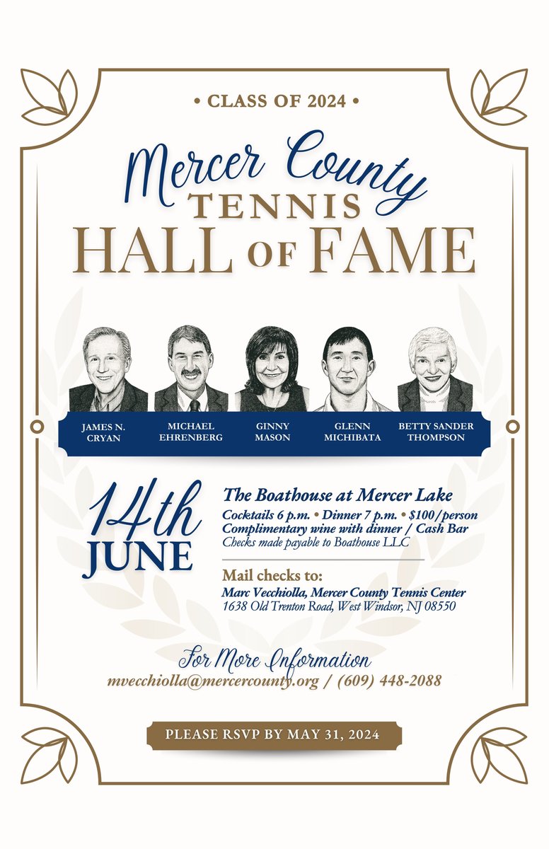 NEWS ALERT: The Mercer County Park Commission is proud to announce the Mercer County Tennis Hall of Fame Class of 2024. This year’s honorees have made extraordinary achievements in the field of tennis and expanded the popularity of the sport. Full Story: mercercounty.org/Home/Component…