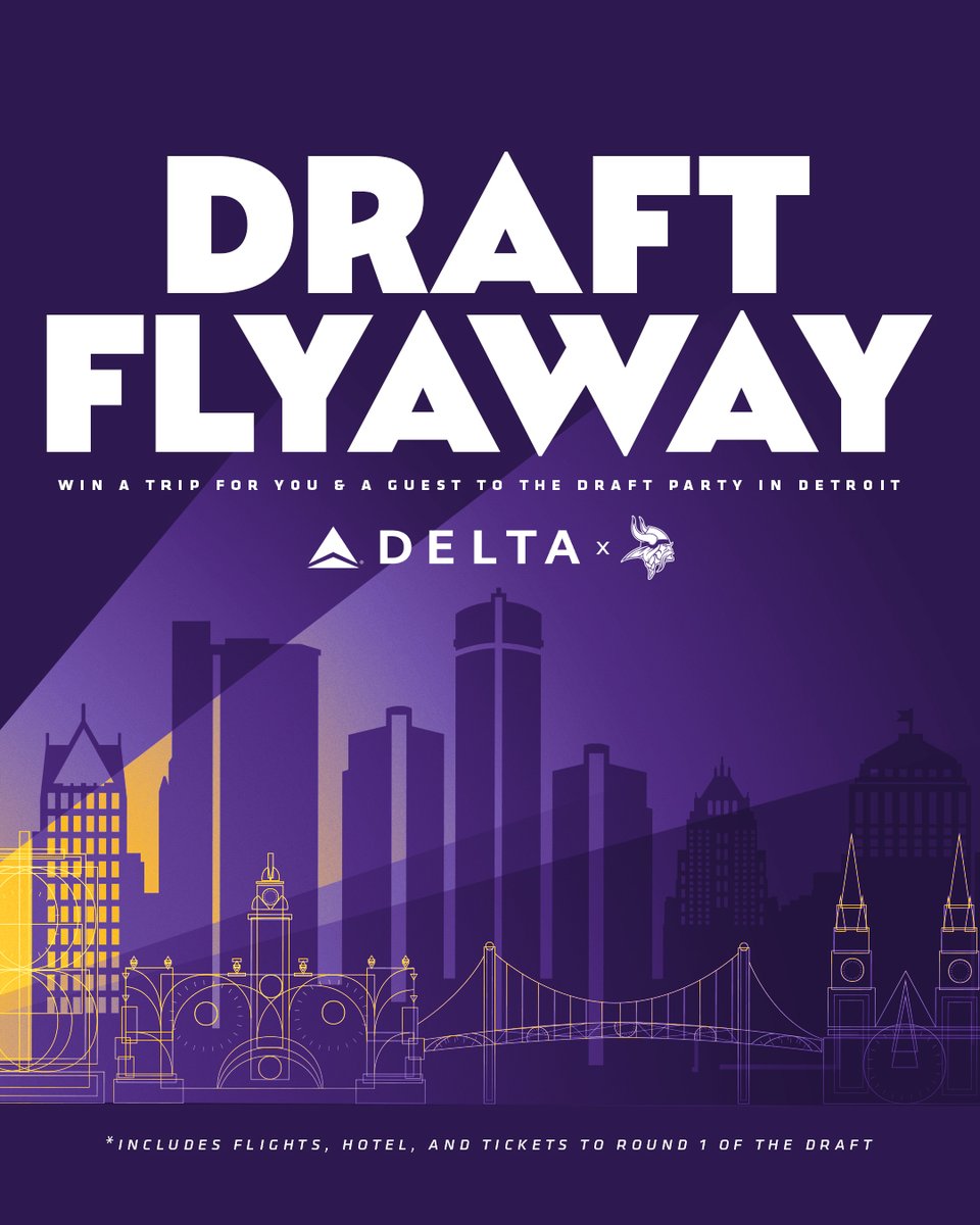 Don't miss your chance to be where the action is! Enter the Draft Flyaway presented by @Delta for your chance to win a flyaway trip for two to see the 2024 NFL Draft in Detroit! bit.ly/deltaflyaway