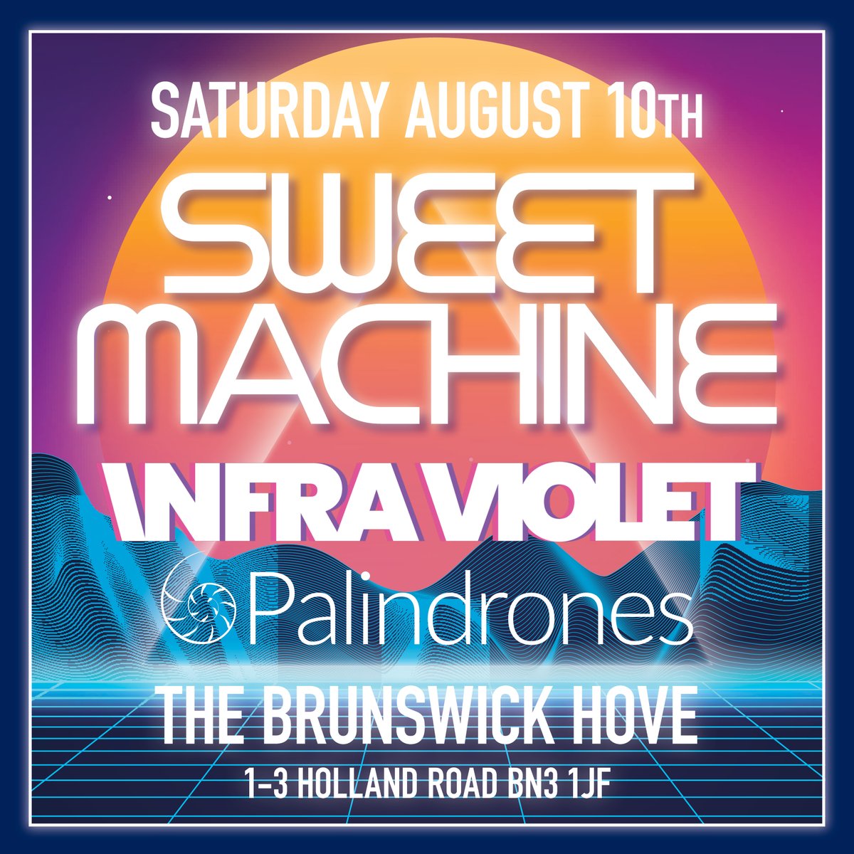 Saturday August 10th @Brunswickpub with @infravioletuk & #Palindrones #Hove Looking forward to playing with 2 great bands this coming summer. Original music, sunshine & positive vibes etc! #synthpop #synthwave #electropop #indiepop #retrowave #darksynth #90s #80s #dancemusic