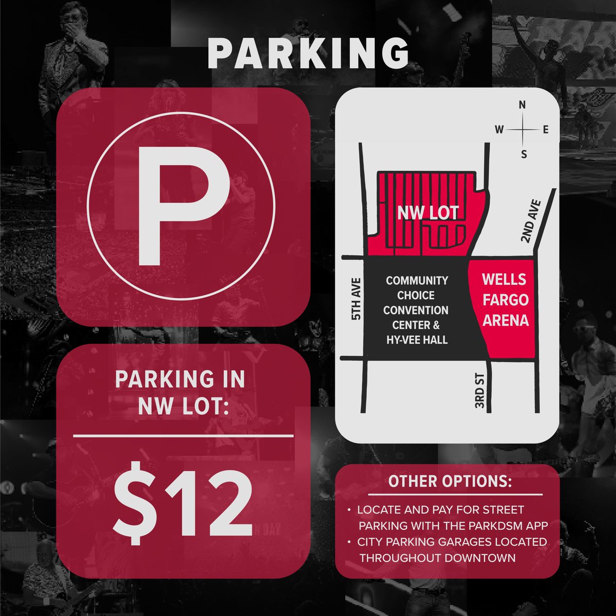 #FallOutBoy is headed to Wells Fargo Arena tomorrow, April 3rd! Here are a few things to know before you go! #LiveFromDSM 🚪 Doors open at 5:30pm 🎤 Show starts at 6:30pm 👜 We have a clear bag policy 💳 We are a cashless facility 🚗 Parking is $12 🎫 bit.ly/45QqWrD