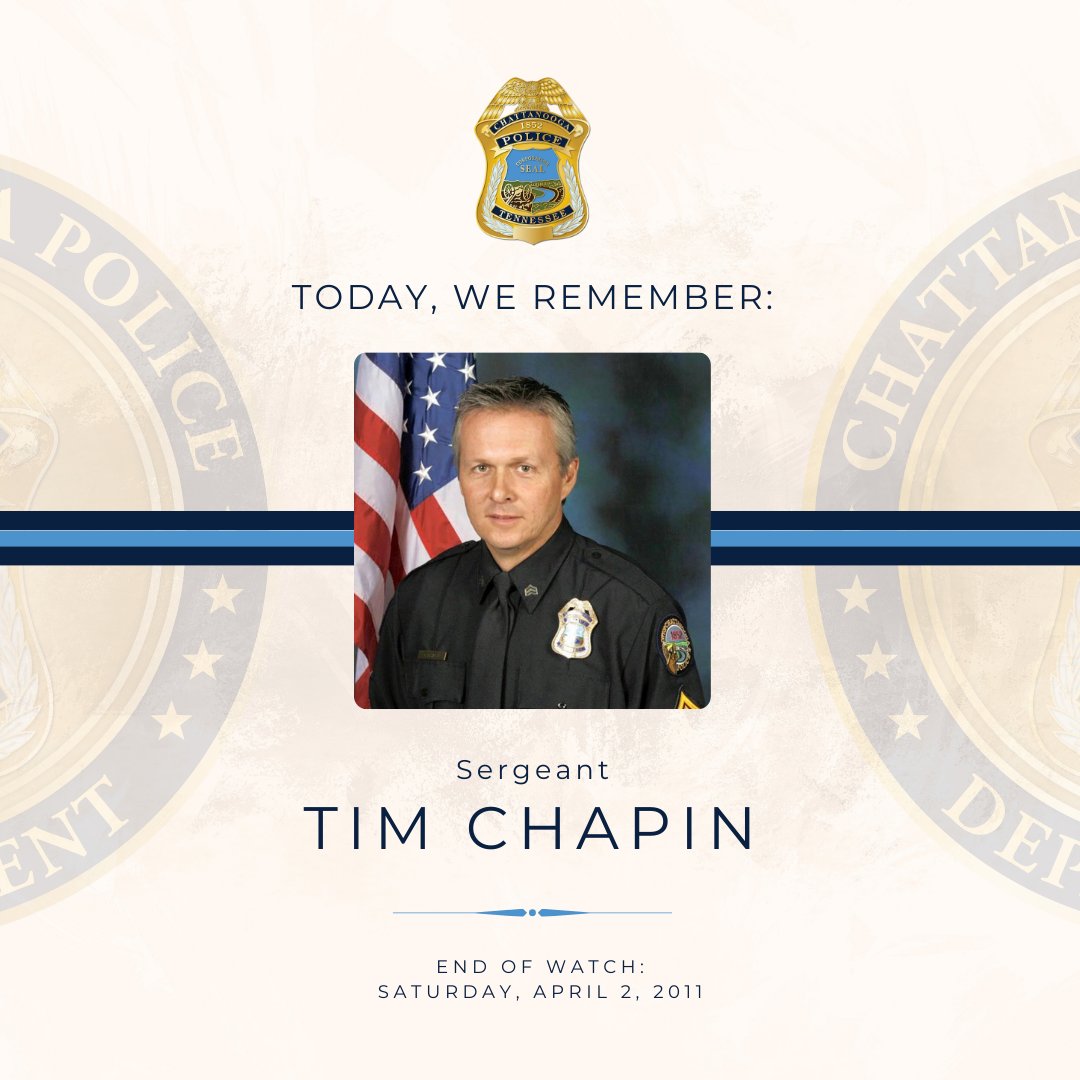 Today, we remember the sacrifice of Sergeant Tim Chapin, who died in the line of duty on April 2, 2011. 'A hero is someone who has given his or her life to something bigger than oneself.' - Joseph Campbell