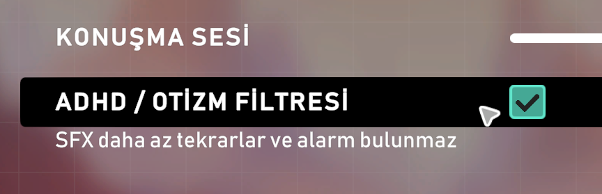 Hazır #2NisanOtizmFarkindalikGunu gelmişken söyleyeyim. Yeni oyunlarımızda ayarları kontrol ettiyseniz fark etmişsinizdir - odaklanma problemi yaşayan bireyler için böyle bi ayar geliştirdik, gelecek tüm oyunlarımızda yer alacak ✨