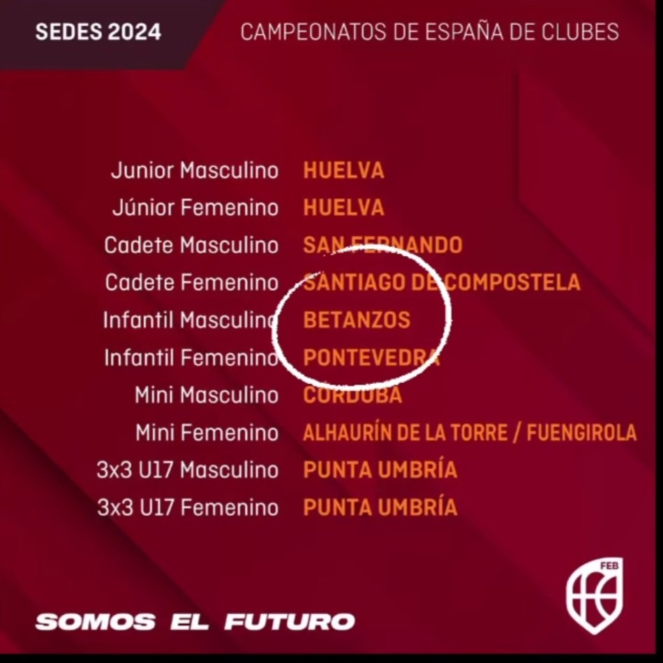 Por tercera vez, en su historia reciente, y cuarta desde 1981, el Santo organizará junto a @AyuntBetanzos y con la colaboracion de @FGB_Baloncesto un campeonato de España. En esta ocasión, el Infantil Masculino, que ya acogiera en 2021