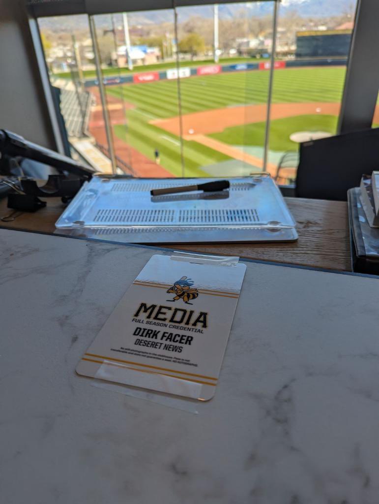 Dad loved the press box. It was where he shined—both with his talent and his sense of humor. So glad he has a place at Smith’s Ballpark for another season. Big thanks to the @SaltLakeBees and @KraigW.