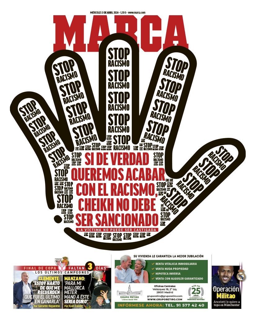 #LaPortada 🗞️

✋ Si de verdad queremos acabar con el racismo, Cheikh no debe ser sancionado