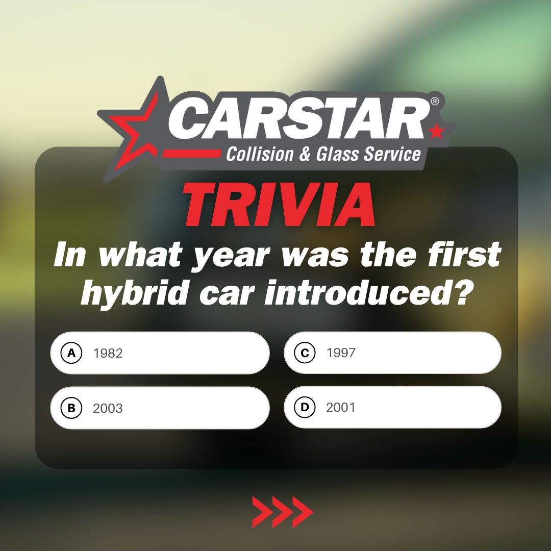CARSTAR Trivia Time! Can you guess the answer to this car question? 

.....It's the 1997 Toyota Prius! 

#CARSTAR #CarHistory #VehicleHistory #VehicleFacts #YEG #AutoBodyRepair