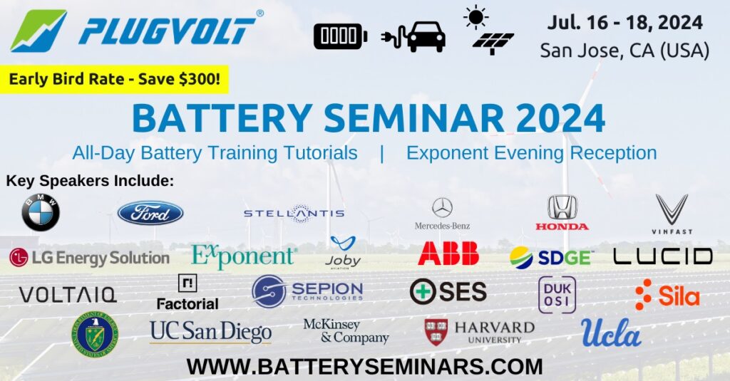 BatterySolid's tweet photo. 🔋⚡️Battery Seminar 2024: July 16-18 in San Jose, CA by @PlugVolt #solidstatebattery 
 
🎓Technical tutorials by industry leaders
🎙Talks by speakers in #Battery
🎶Evening reception

📝https://t.co/IxLl06qVle

#plugvolt #batteryseminar2024 
#battsolid #smartcity @smartecocity https://t.co/qnXzCRlr3X
