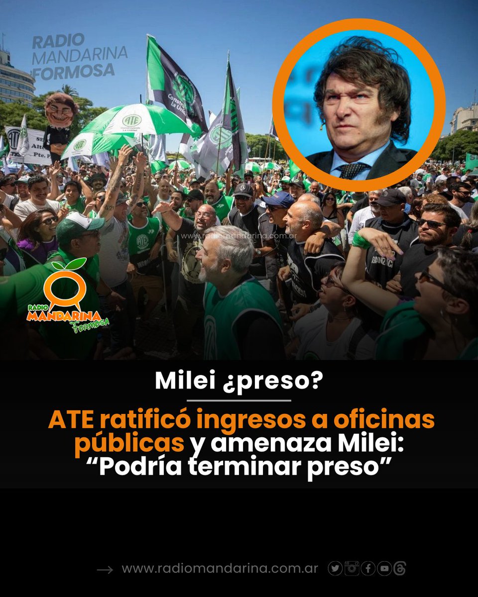 😱 "MILEI PODRÍA IR PRESO" | El secretario general de la Asociación de Trabajadores del Estado (ATE), Rodolfo Aguiar, afirmó que hasta el momento hubo 11 mil despidos en el sector público y advirtió que el presidente Javier Milei podría «terminar preso» a raíz de esta situación.