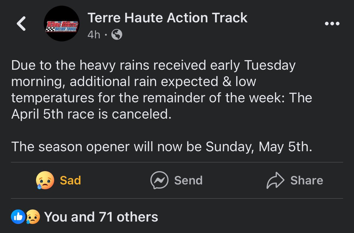 Terre Haute has already canceled for Friday.
