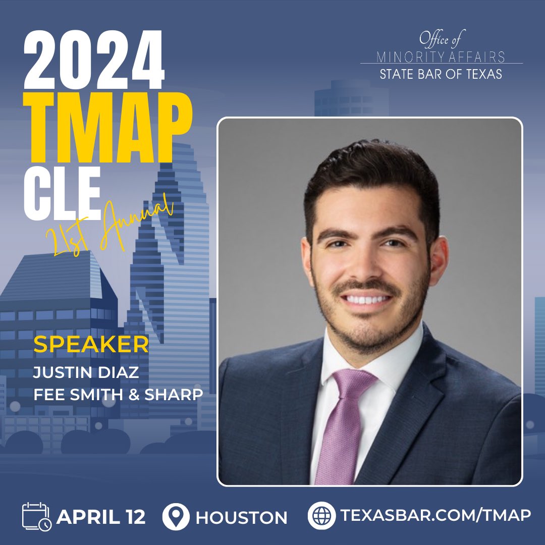 texasbaracd's tweet photo. Meet speakers Brian Cano and Justin Diaz. They are co-presenting on the topic, “Personal Injury Law Update.” View the brochure at texasbar@com/TMAP for more information and register today!
#TMAPCLE #SBOTDiversity https://t.co/fsMF0hRHlJ