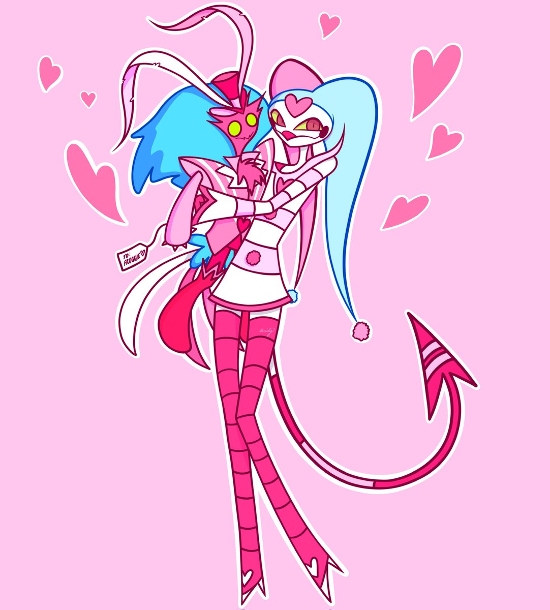 02e_0____'s tweet photo. A gift from Ozzie 
#fizzmodeus #Fizzarolli #Asmodeus #HelluvaBoss #HelluvaBossFanart #HelluvaBossFizzarolli #vivziepop https://t.co/Hl5TgljN0z
