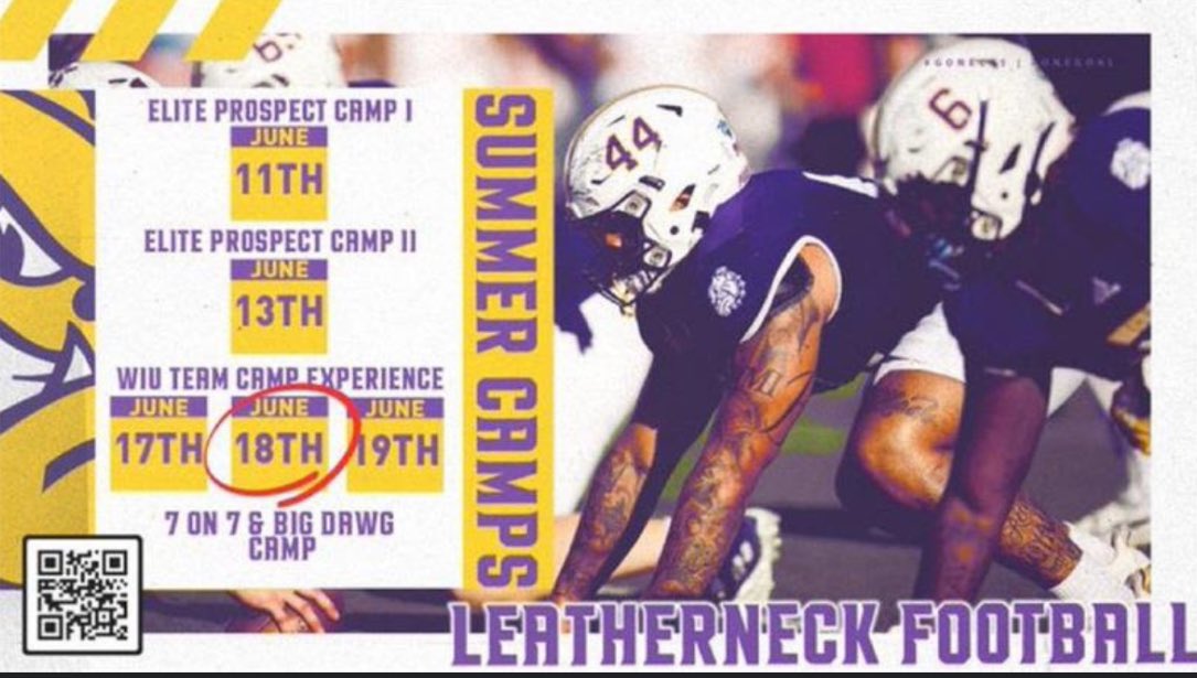 Thank you to @CoachWalkerIV and @WIUfootball for the camp invite! @chselksfootball @TrackElks @PrepRedzoneOH @MohrRecruiting @937FBinsider @Mark__Porter