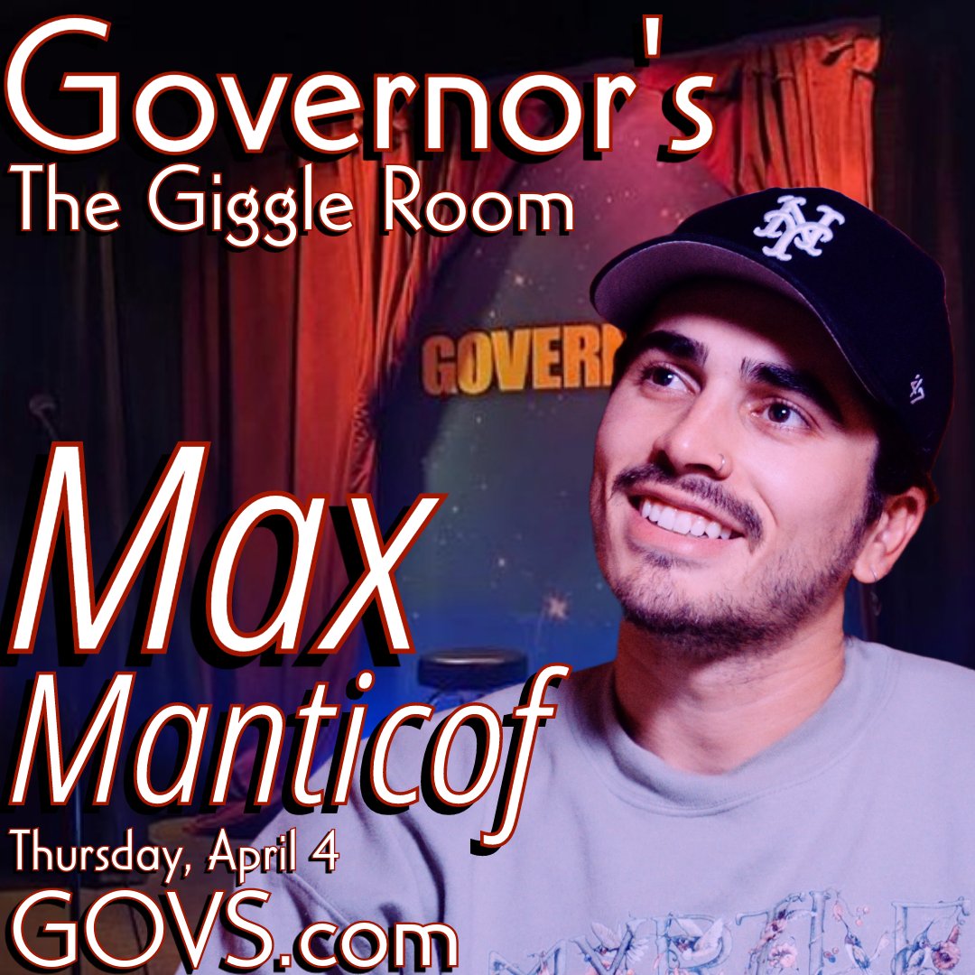 Thursday in The Giggle Room at Governor's! Come laugh with Max Manticof! GOVS.com for tickets! #longisland #comedy #li #ny