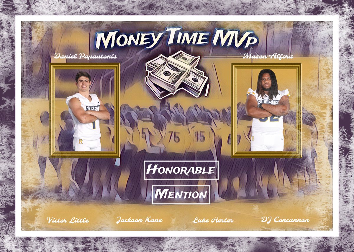 This weeks 'Money Time' 💰⌚ MVPs 🏆! RB Daniel Papantonis DL Mason Alford #CLIMB