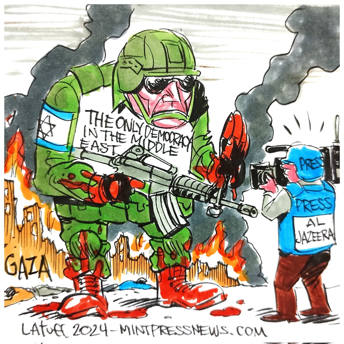 The so-called only democracy in the Middle East managed to carry out their genocide, kill at least 7 western citizens working for an NGO, and announce the closure of Al Jazeera all on the same day.
<a href="/MintPressNews/">MintPress News</a> 
<a href="/AJEnglish/">Al Jazeera English</a> 
#Gaza 
#Gaza_Genocide