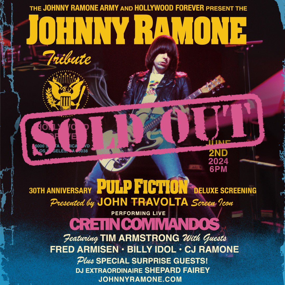 This year’s Johnny Ramone Tribute event has sold out in record time!