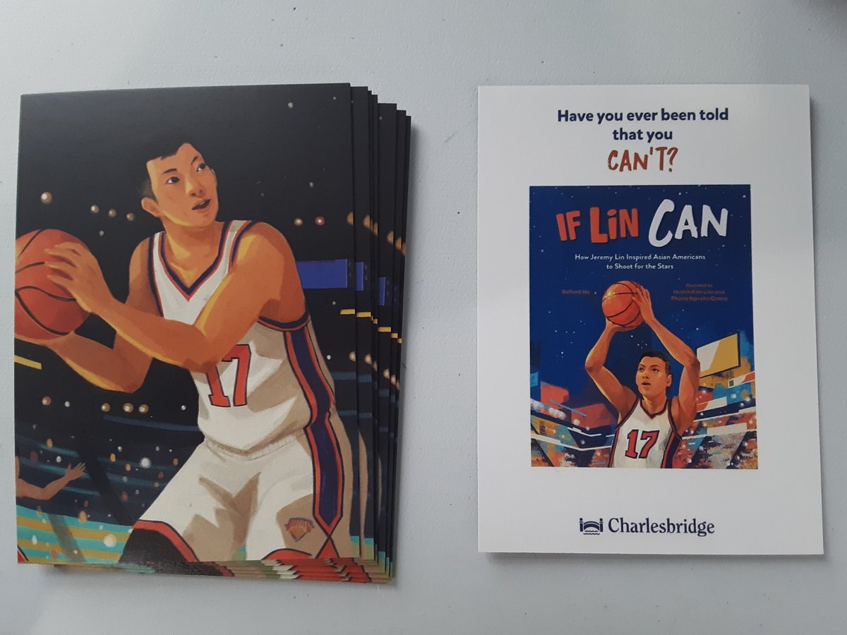 Two weeks from today! Join me at @booksofwonder for the launch of IF LIN CAN, illustrated by KAA and published by @charlesbridge! Snag a custom trading card in person or pre-order through the store: bit.ly/3VOf9It Experience Linsanity all over again! 🏀🏀