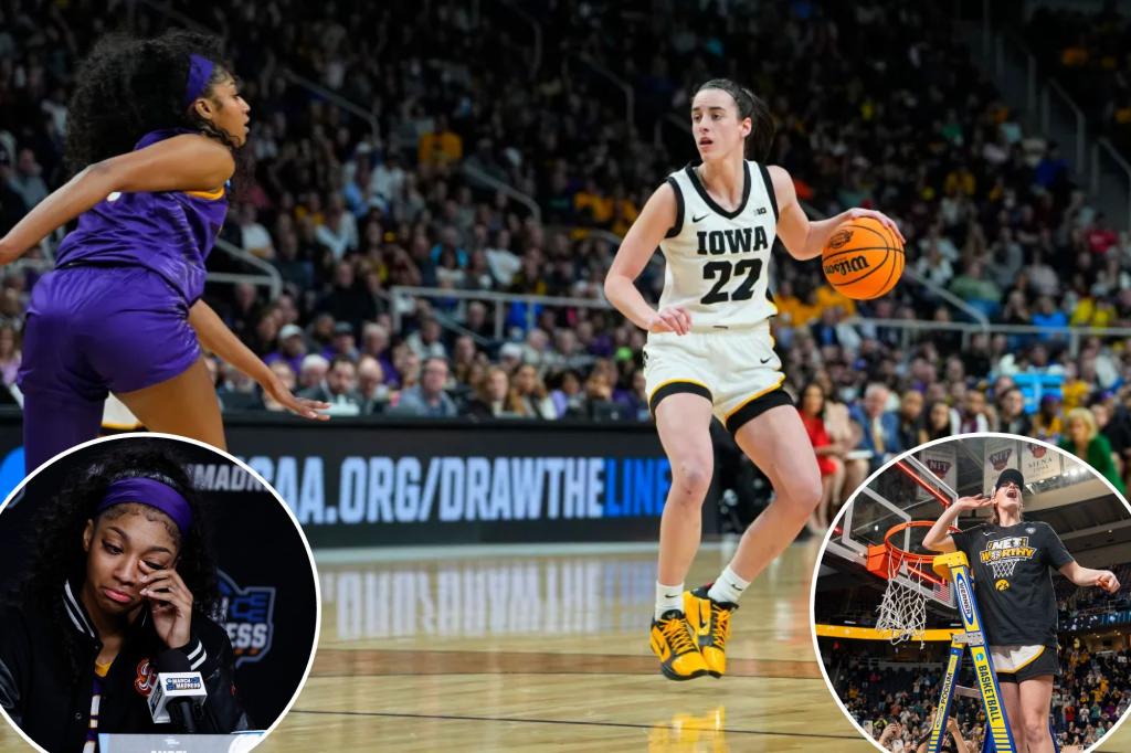nypost's tweet photo. Iowa vs. LSU rematch the most-watched women’s NCAA game ever with historic TV viewership https://t.co/nGmbG7hF8r https://t.co/EBCG8ApIfi