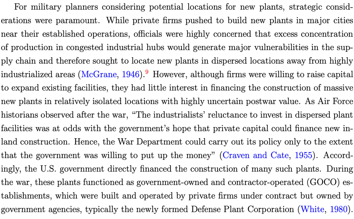 Lately in the NBERs: A fascinating study of WWII-era U.S. government decisions to distribute factories outside industrial centers found that kids born near one earned more as adults, likely because of the availability of better-paying manufacturing jobs. nber.org/papers/w32265