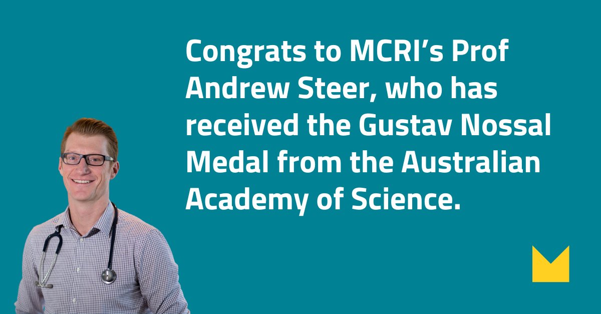 Congrats to #MCRI Prof Andrew Steer who has received the Gustav Nossal Medal from the @Science_Academy for his outstanding contribution to the global health field. ⬇️ #MCRIResearch #StrepA #Scabies #InfectiousDisease mcri.edu.au/news/awards/gu…