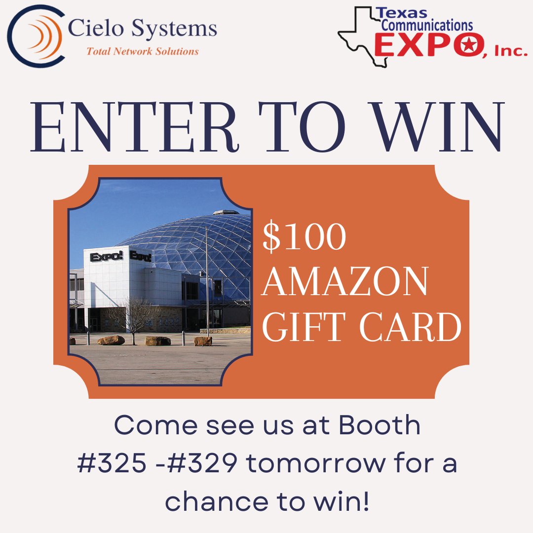 Join us at the Texas Communications Expo! Visit our team at booths #325-#329 tomorrow for your chance to win a $100 Amazon Gift Card! Don't miss out on this exciting opportunity. See you at the booths!
#cielosystems #giveaway #TCEI #TXExpo2024 #Texas