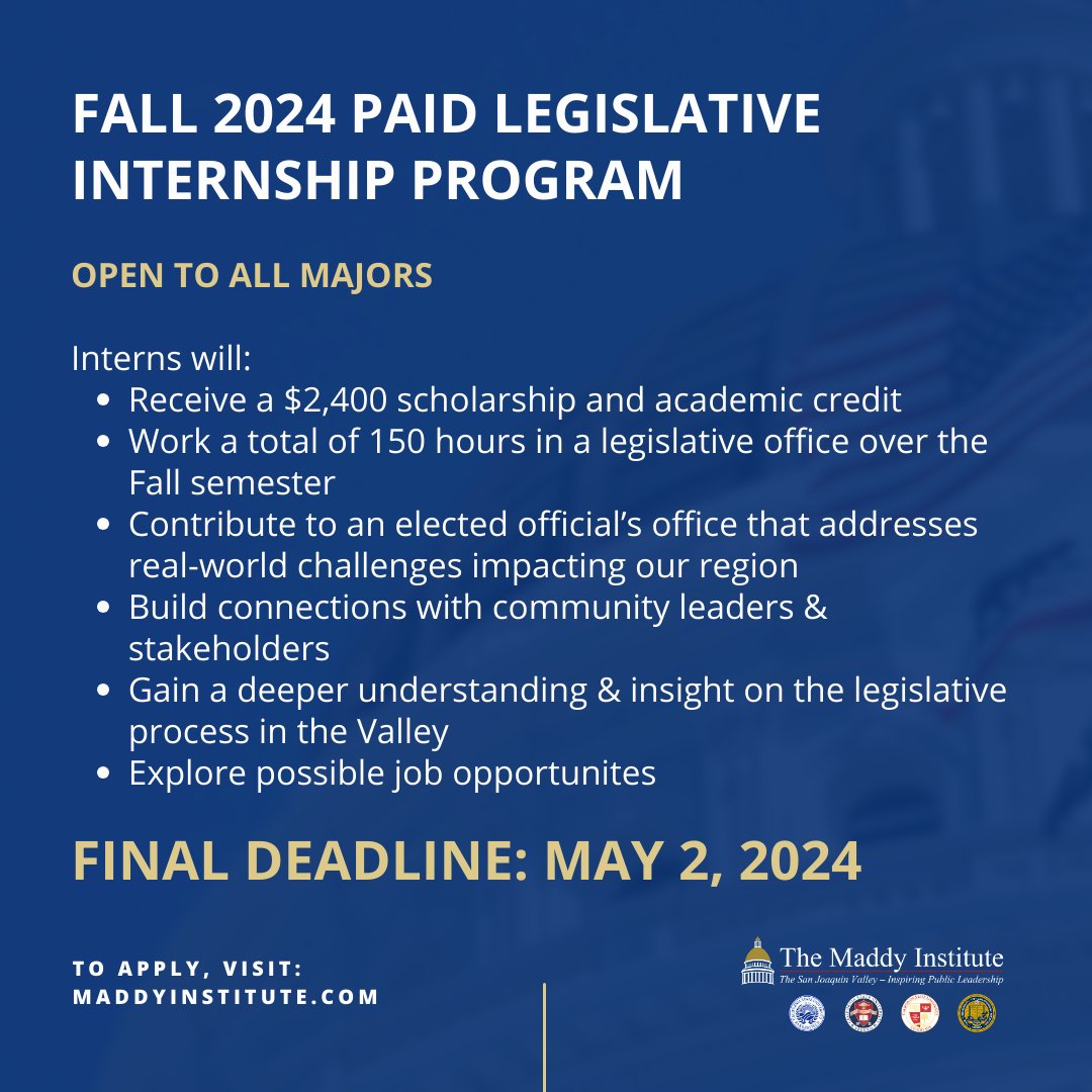 We are now accepting applications for our Fall 2024 Legislative Internship Program!⭐ Visit our website for more information and make sure to apply before May 2!