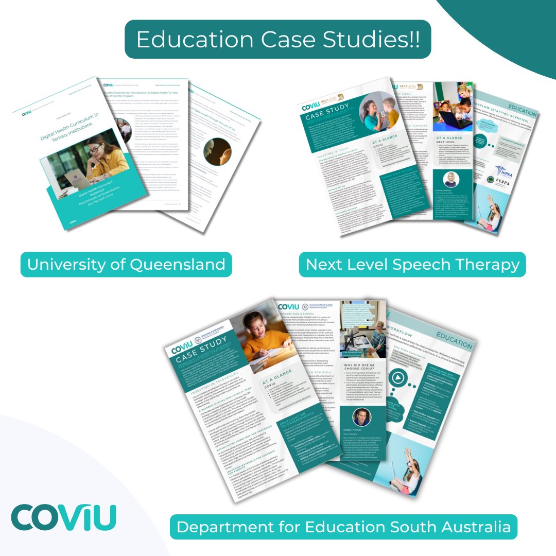 📚 Calling all clinicians! Have you delved into Coviu's suite of AU and US case studies yet? 🤔 

Check out education case studies for your region at bit.ly/3vh1A9z  

#TelehealthinEducation