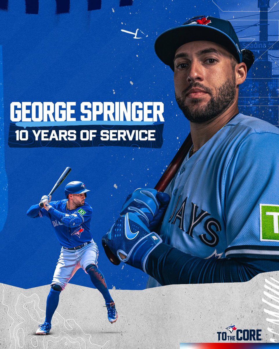 BlueJays's tweet photo. A decade of excellence 👑  Congrats to George on reaching 10 years of Major League service! https://t.co/bADk8TuArL
