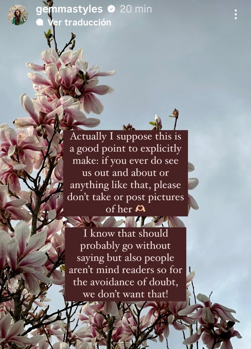 Now that it's April and the good weather is approaching, I just hope that with how easy it's nowadays to photograph the privacy of others in order to post your BestStory, people respect Gemma's daughter and they can feel safe when they go out.
  Happy April, normal people.💮