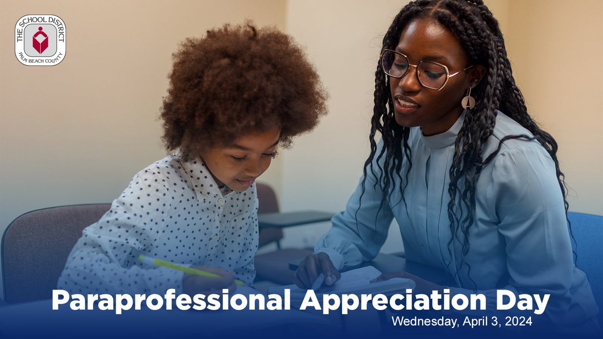 It's Paraprofessional Appreciation Day! We want to thank paraprofessionals across Palm Beach County for all of the compassion and dedication that they bring to their roles in serving students. Comment below with a shoutout to a great paraprofessional!