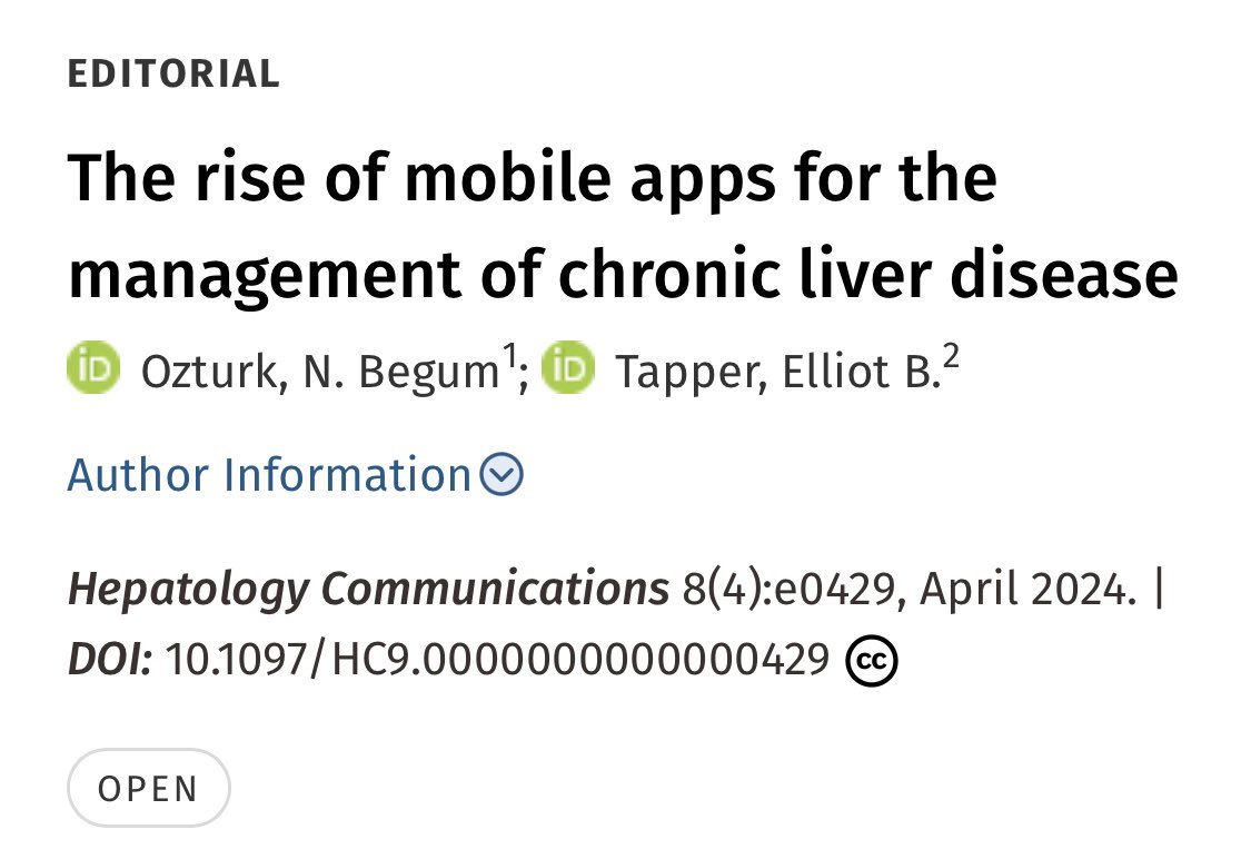 ‼️ Mobile apps are powerful tools to monitor symptoms and engage in treatment for patients with liver disease ✅ Our editorial with @ebtapper summarizes the mobile apps in liver disease and offers suggestions for the path forward @HepCommJournal journals.lww.com/hepcomm/fullte…