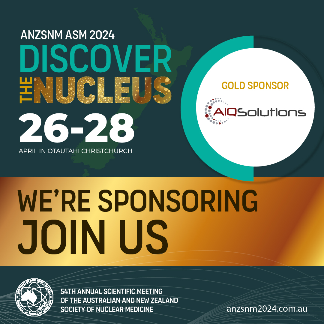 🌟 Sponsor Spotlight Alert! 🌟 We are excited to announce AIQ Solutions as one of our Gold Sponsors for the 2024 ANZSNM Annual Scientific Meeting! 💎✨ Join us in thanking AIQ Solutions for their generous support! 🙏 #ANZSNM2024 #AIQSolutions #NuclearMedicine