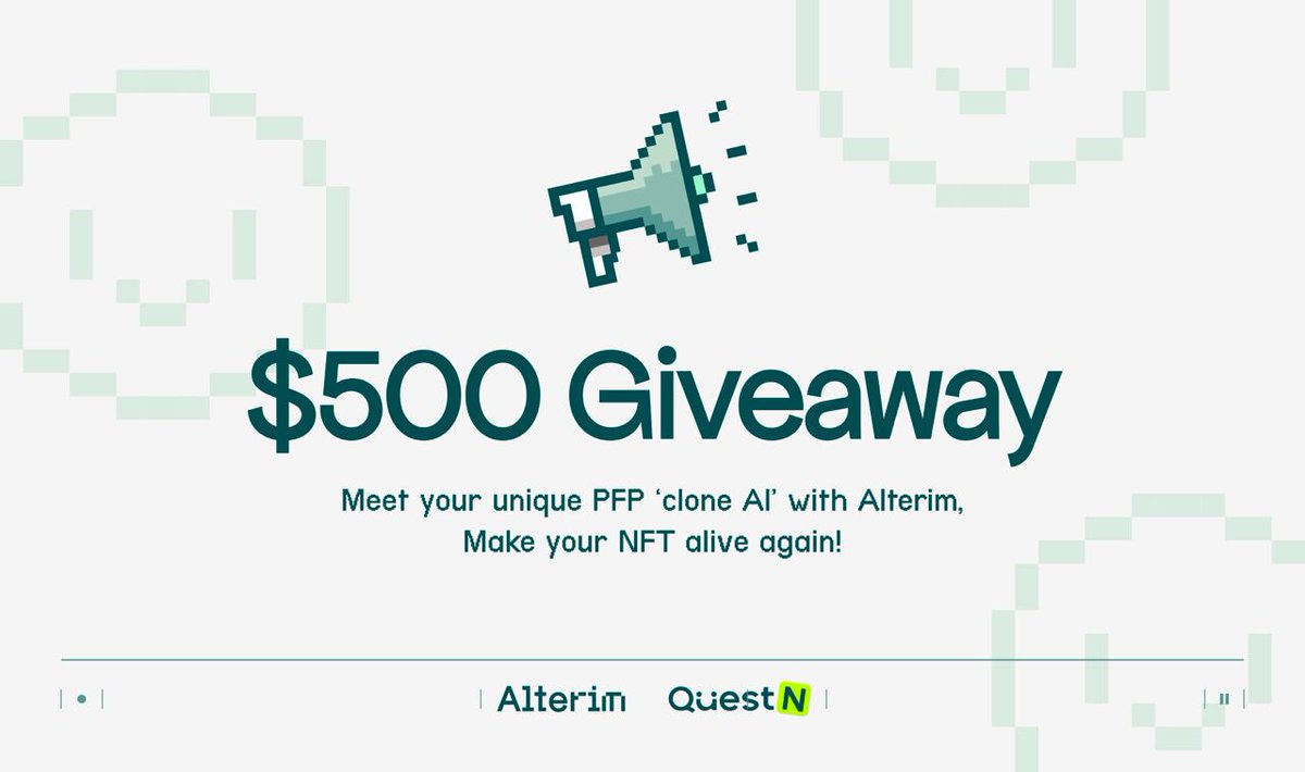 Meet Alterim - > Where your static PFP turns into Digital Clone AI✴️ Campaigning with @QuestN_com to kick off the social engagement, 500 $USDT will be given away in the quest. The quest is live, and your NFT will be soon alive again.✳️ ⏩📲app.questn.com/quest/88957953…