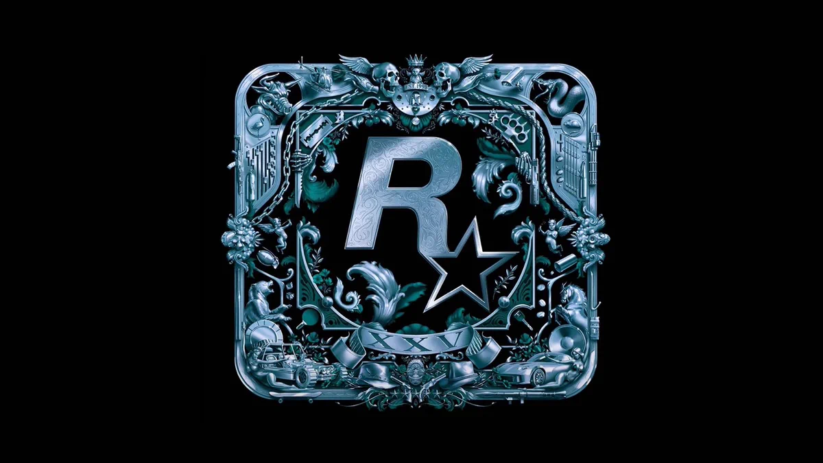 The Rockstar Games 25th Anniversary logo with many game references 