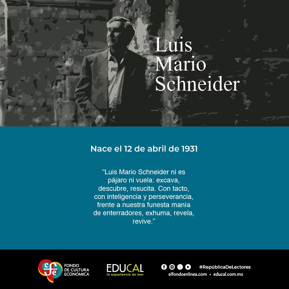 Un día como hoy de 1931 nace #LuisMarioSchneider, escritor argentino, reconocido investigador de las letras latinoamericanas, ensayista y poeta.

#RepúblicaDeLectores #LeerTransforma