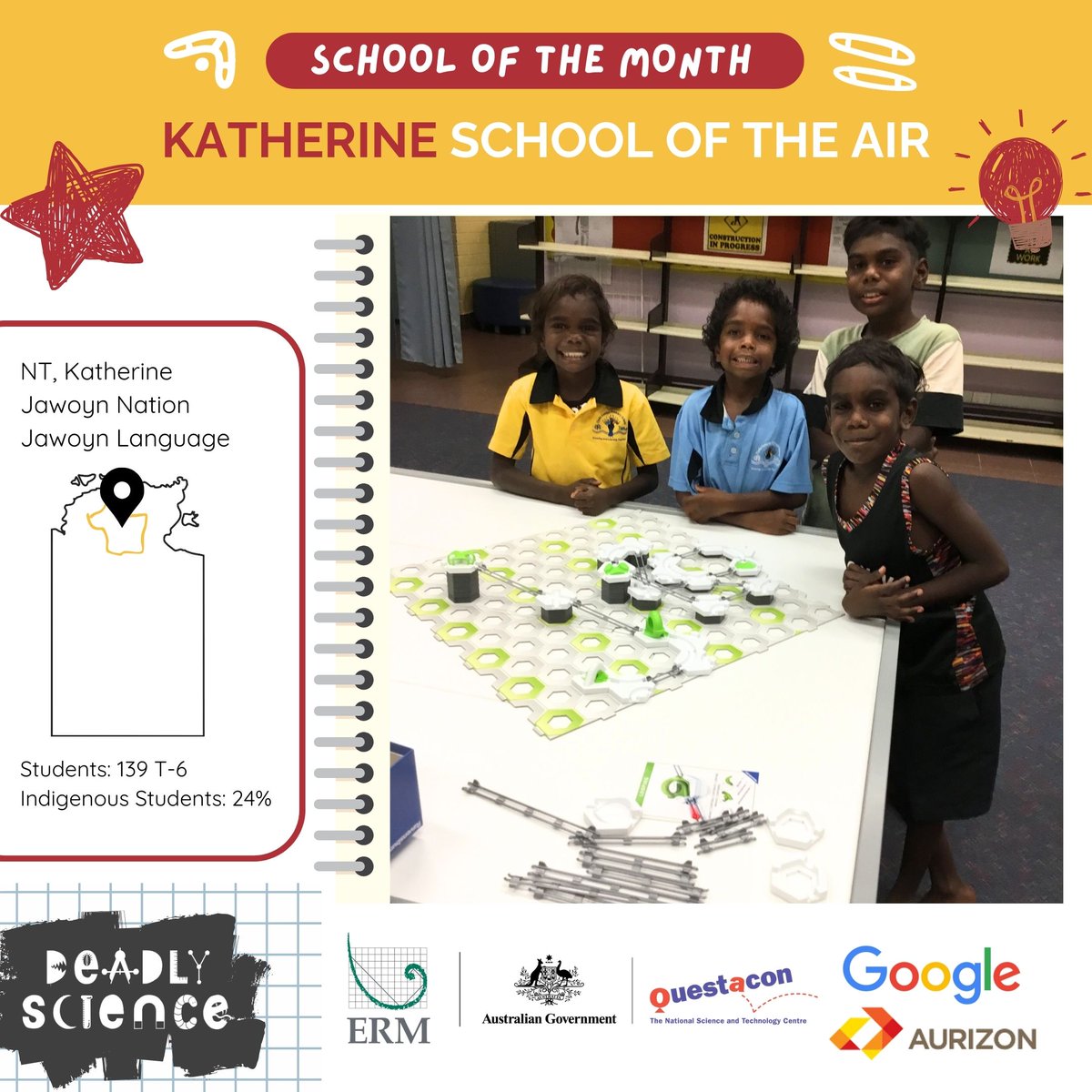 Celebrating our latest School of the Month - Katherine School of the Air! Here are some of their deadly learners discovering physics using the GraviTrax Marble Run. Do you want to be the next School of the Month? Email: admin@deadlyscience.org.au