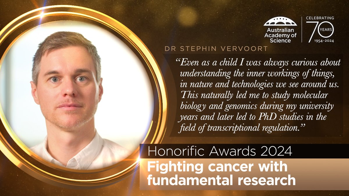 Stephin's work examines RNA Polymerase II (RNAPII), an enzyme that reads our DNA’s genetic information and is a key regulator of gene expression. For his outstanding research, he has been awarded the Ruth Stephens Gani Medal. #AcademyAwardees