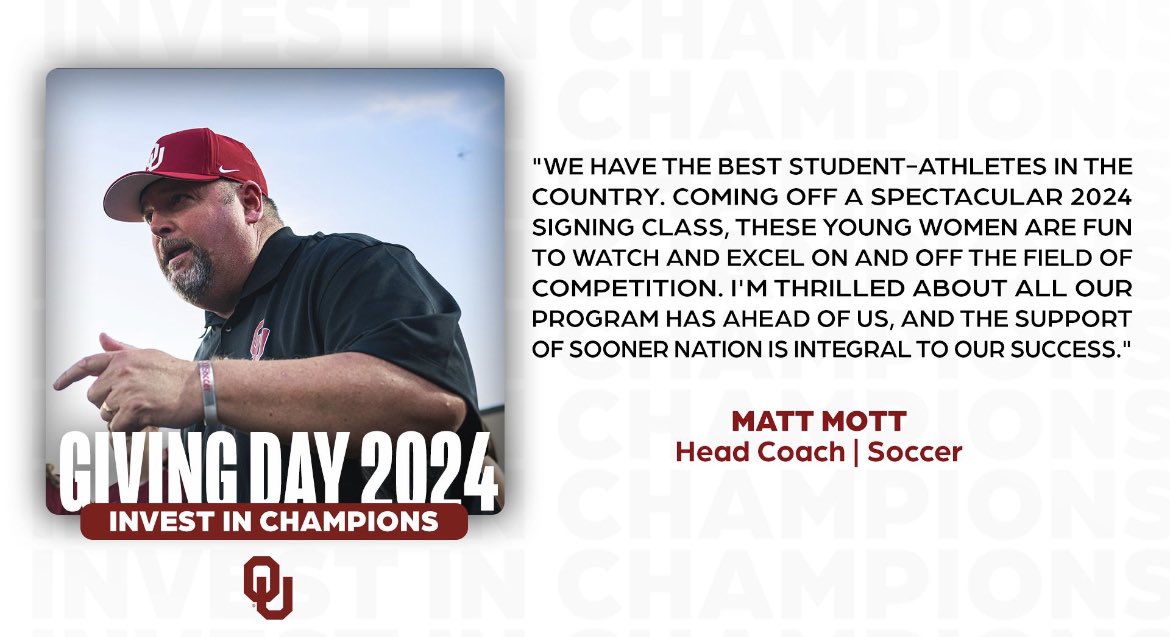 Greatness runs through Norman. When you #InvestInChampions, there will always be ☝ Oklahoma! Give Now on #OUGivingDay » ouath.at/24GivingDay