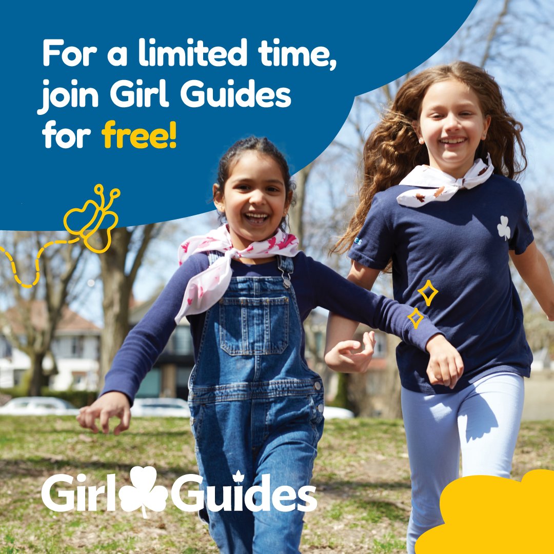 Give Girl Guides a try for free this spring! 🌼💛 Girls who are curious about Guiding can now discover a world of fun, friendship, and adventure at no cost! An offer this good won’t be around forever. Join today, spaces are limited. ➡️ girlguides.ca/web/ggc/join_u…