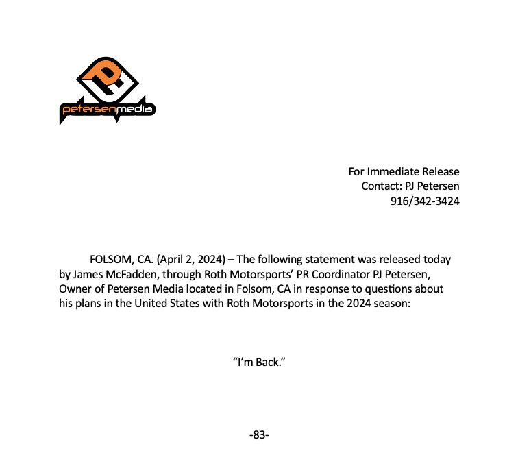 Petersen_Media's tweet image. ‼️ BREAKING- 

@JamesMcFadden25 and @RothMotorsports news!